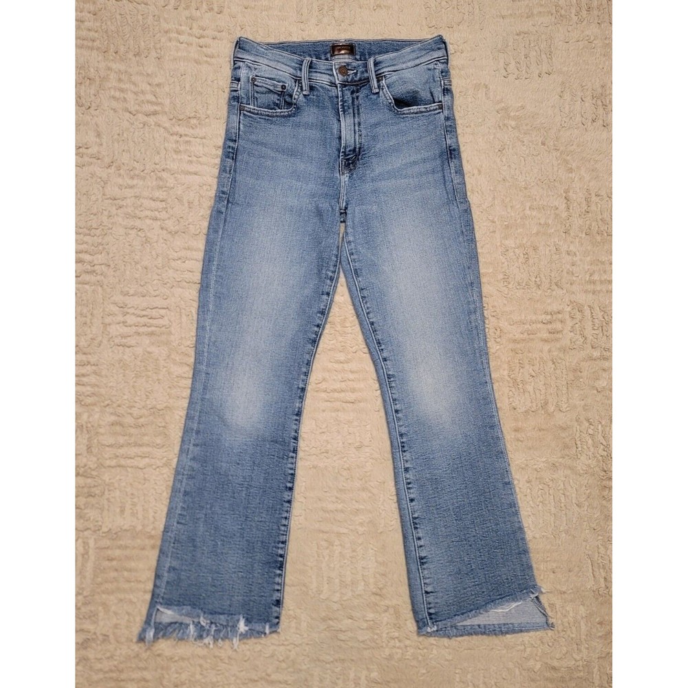 MOTHER The Insider Crop Step Fray Jeans Night Shiny White Vespa Size 24x25 EUC